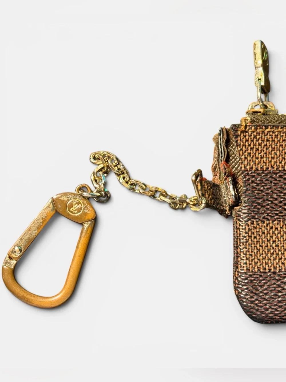 Authentic Louis Vuitton Damier Ebene Key Pouch Pochette Cles Made in France
